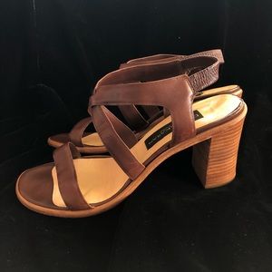 Vintage DONNA KARAN chocolate cross-strap sandals